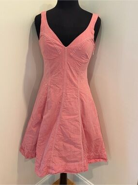Maeve Anthropologie corset cotton red dress with tie back size 6